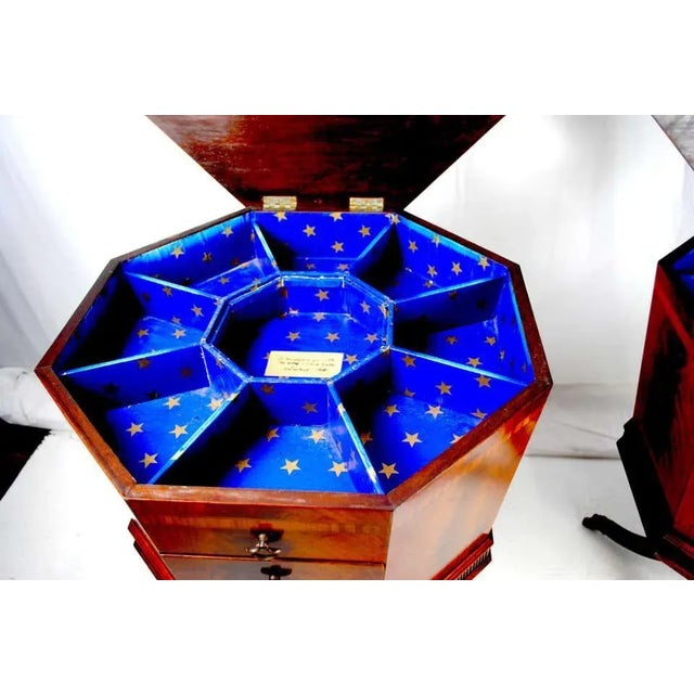 Hollywood Regency 19th Century English Regency Hexagonal Sewing Chests or Side Tables, Set of 2 For Sale - Image 3 of 9