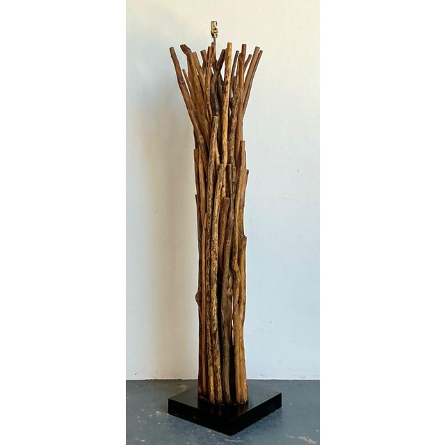 Brown Vintage Palecek Natural Branch Floor Lamp For Sale - Image 8 of 16