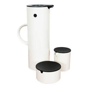 Mid 20th Century Danish Modern Stelton Coffee Jug Set Em77 White Plastic Erik Magnussen - Set of 3