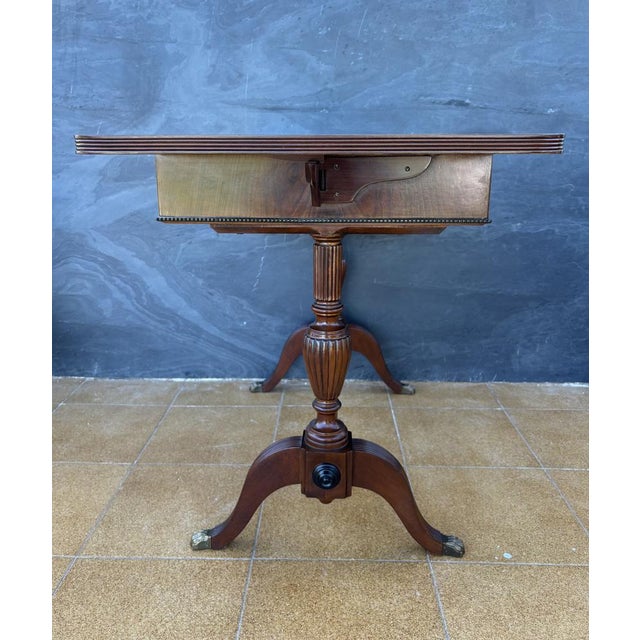 Spanish Regency Revival Drop-Leaf Writing Table with Leather Top, 1940s For Sale - Image 10 of 18