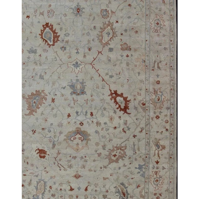 Traditional Modern Oushak Rug With All-Over Floral Design in Wool by Keivan Woven Arts For Sale - Image 3 of 12