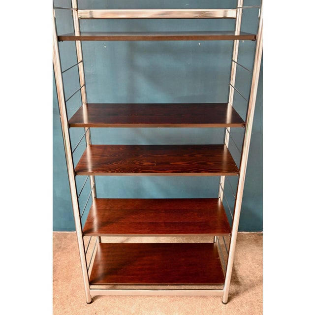 Wood Chrome and Teak Bookcase, 1970s For Sale - Image 7 of 15