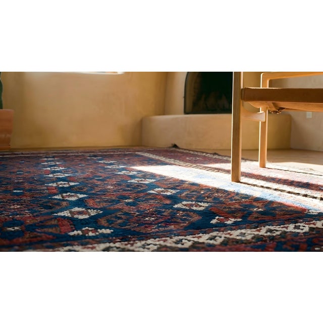 1890s Red Wine Geometric Tribal Antique Balouch Turkman Rug 3' 0'' X4' 9'' Handknotted Wool Carpet For Sale - Image 12 of 14