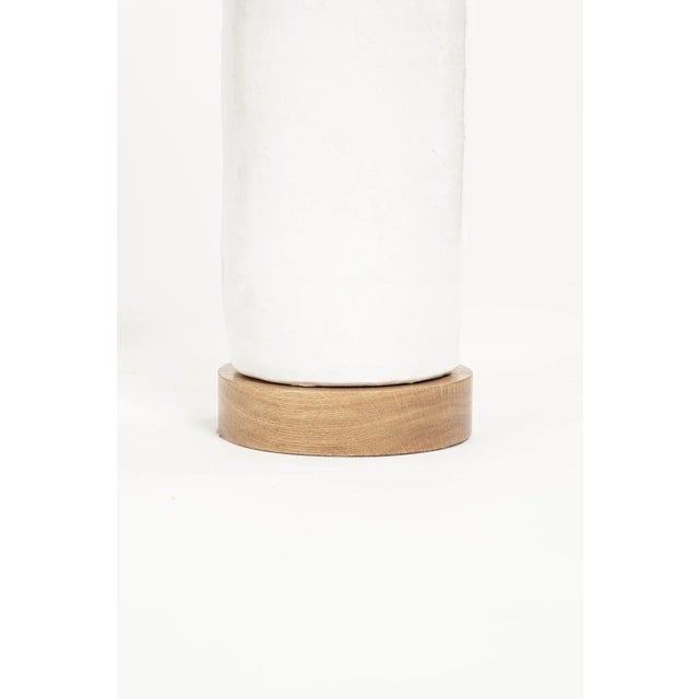 Contemporary White Glazed Ceramic Cylinder Shape Lamp For Sale - Image 3 of 8