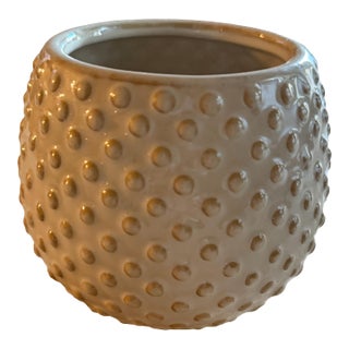Textured White Ceramic Hobnail Planter For Sale