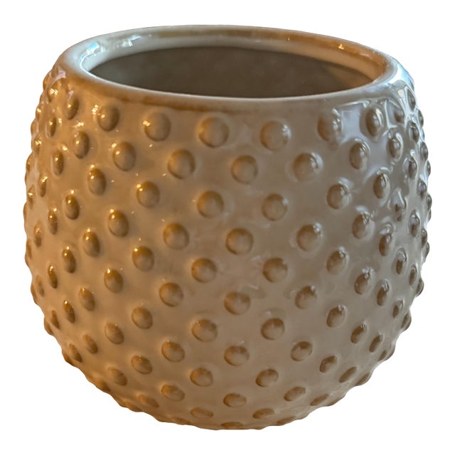 Textured White Ceramic Hobnail Planter For Sale