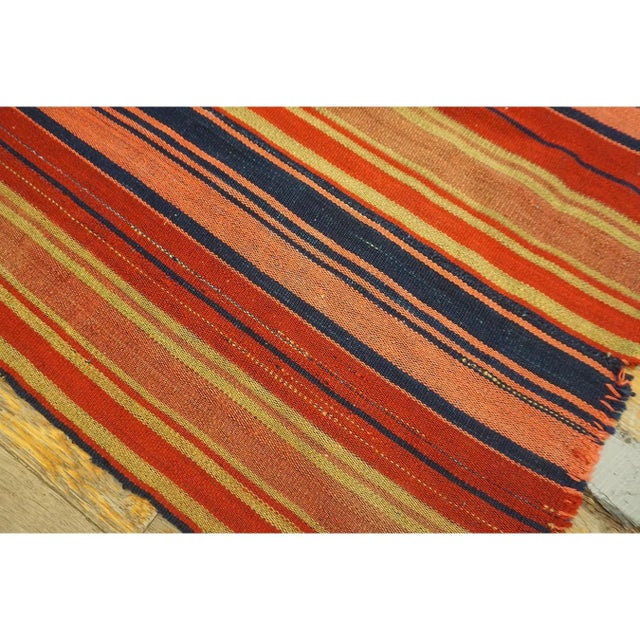 1950s Square Multi Field Stripe Flatweave Vintage Turkish Decorative Kilim Rug For Sale In New York - Image 6 of 6