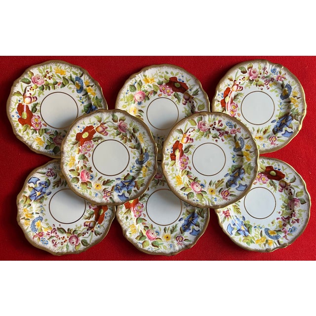 English English Fine Bone China Floral 6 7/8" Porcelain Plates by Hammersley - Set of 8 For Sale - Image 3 of 12