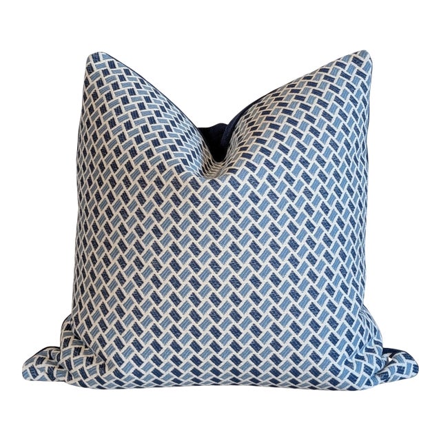 Brunschwig & Fils Briquetage Sky & Indigo Pillow - Single For Sale