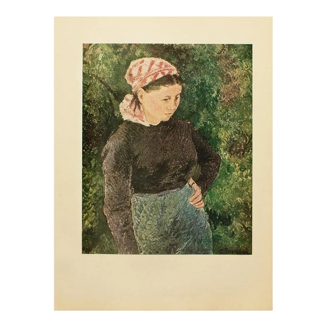 1955 After Camille Pissarro "Peasant Woman" Vintage Impressionist Full Color Print For Sale