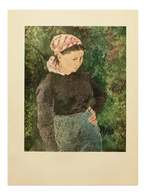 1955 After Camille Pissarro "Peasant Woman" Vintage Impressionist Full Color Print