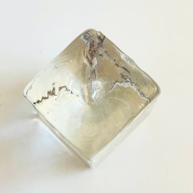 Transparent Glass Block Candle Holder For Sale - Image 8 of 10