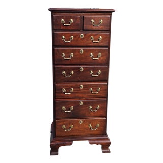 Vintage Council Chippendale-Style 7-Drawer Tallboy / Semainier / Lingerie Chest For Sale