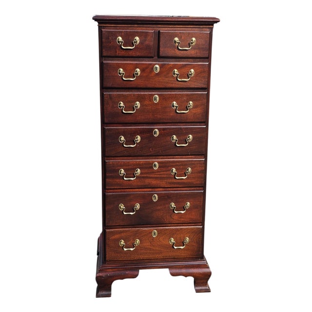 Vintage Council Chippendale-Style 7-Drawer Tallboy / Semainier / Lingerie Chest For Sale
