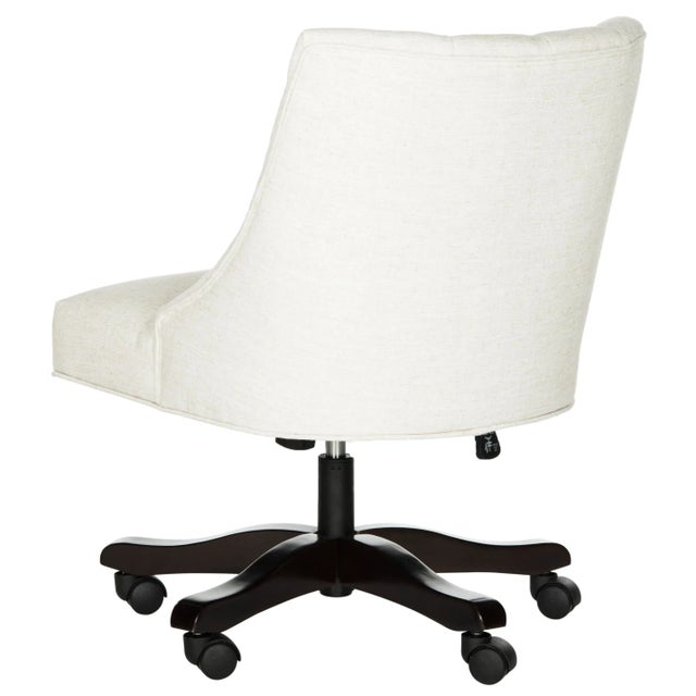 2020s Tufted Linen Swivel Desk Chair in Light Cream For Sale - Image 5 of 9