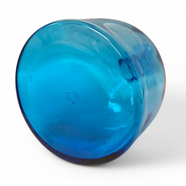 Glass Vintage Hand Blown Blue Model 6942 Decanter by Joel Myers for Blenko For Sale - Image 7 of 7