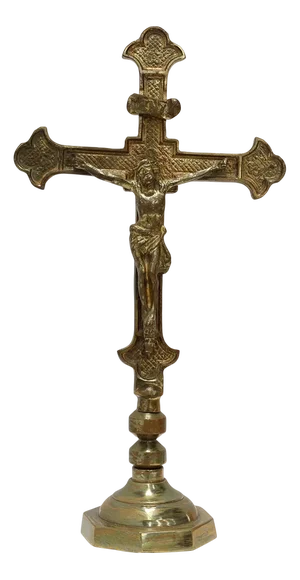 Antique French Table Crucifix in Cast Copper, 1900s