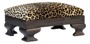 Mid 19th Century Empire Mahogany Footstool With Clarence House Leopard Velvet