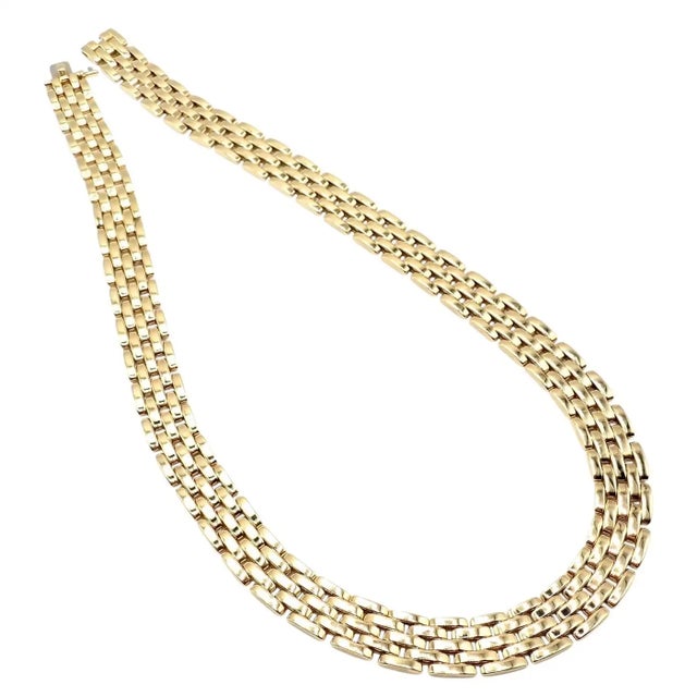 Gold 1990s Cartier Maillon Panthere Five-Row Wide 20" Long Yellow Gold Necklace For Sale - Image 8 of 10