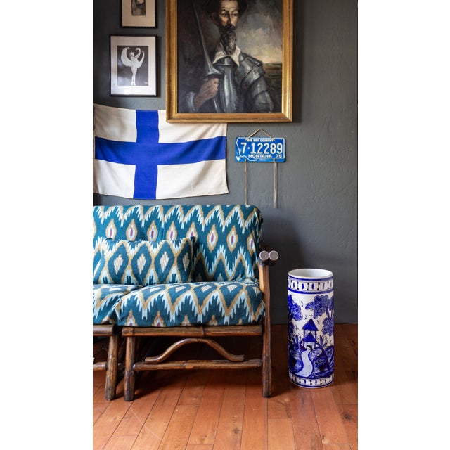 This hand-painted, self-taught folk-art ceramic umbrella holder is a fresh take on traditional blue-and-white Delft...