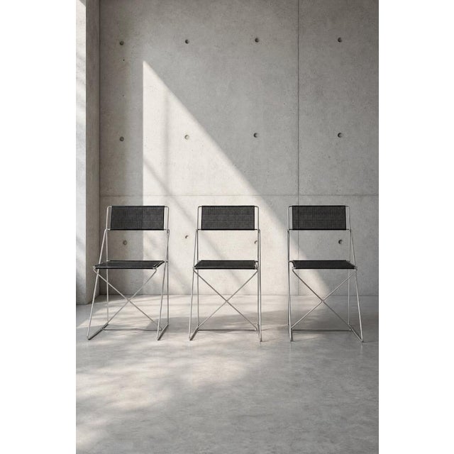 Vintage Minimalist Metal X-Line Chairs by Niels Jørgen Haugesen for Hybodan, 1970s, Set of 4 For Sale - Image 18 of 18