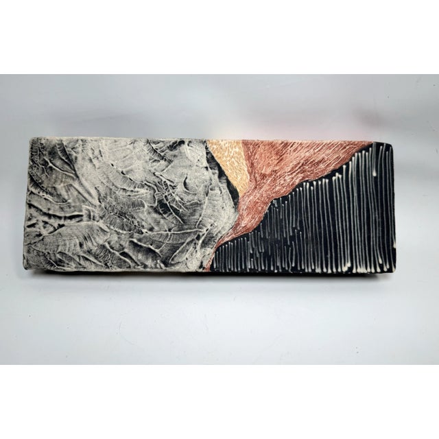 Anita Fields Ceramic Landscape Art Piece 11” x 4” signed Striking Anita Fields ceramic art piece in a palette of earth...