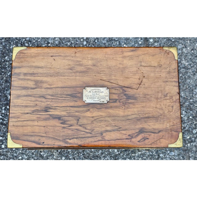 Victorian Silver & Brass Mounted Circassian Walnut Lap Desk on Gilt Metal Stand For Sale In Washington DC - Image 6 of 14