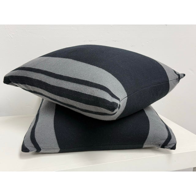 2010s Eastern Accents Black + Stripe Strip Pillows, Pair For Sale - Image 5 of 12