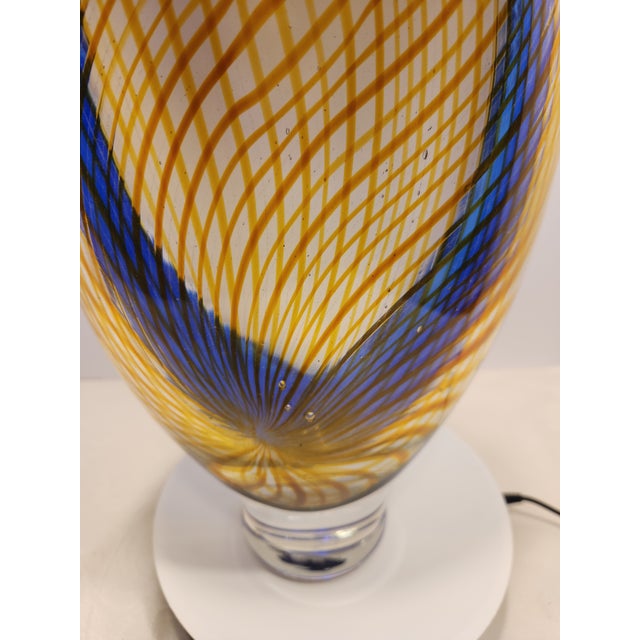 Contemporary Large Signed Juston Daniels Studio Art Glass Cased "Zanfirico & Opaline" Vessel For Sale - Image 3 of 9