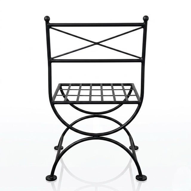 Pair of Vintage Turkish Curule-Leg Powder Coated Cast Iron Patio Chairs For Sale In West Palm - Image 6 of 12