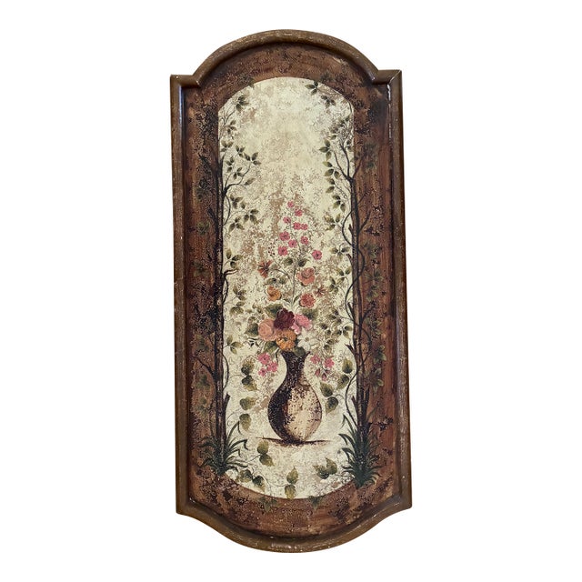 1990s Maitland-Smith Still Life Floral Painting Panel For Sale