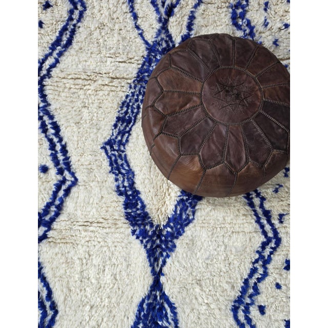 Ivory Ivory and Blue Azilal Wool Rug - 7.4 X 6.1 Ft For Sale - Image 8 of 8