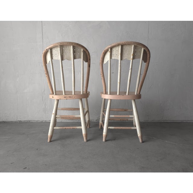 Pair of Primitive American Spindle Back Side Chairs For Sale - Image 4 of 8