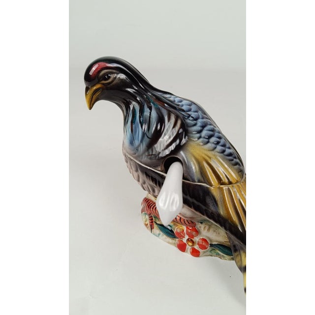Vintage Pheasant Gravy Boat in Hand-Painted Ceramic, Italy, 1950s For Sale - Image 14 of 18