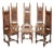 Victorian Gothic Arch Oak Steeple Back Dining Chairs, 1880s, Set of 6 For Sale