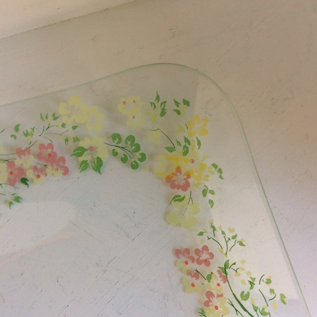 Transparent Dorothy Thorpe California Wild Flower Glass Square Serving Platter For Sale - Image 8 of 13