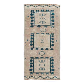 Oriental Hand Knotted Vintage Turkish Mini Rug 1'4" x 2'10" For Sale