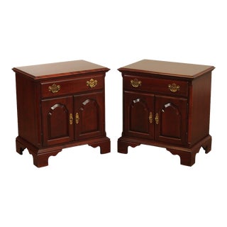 Knob Creek Chippendale Style Cherry Nightstands - A Pair For Sale