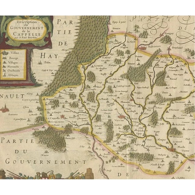 Antique Map of the Region of Hauts-De-France by Hondius, 1630 For Sale - Image 3 of 5