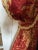 Custom Made Designer Drapery Red Panels Linen Gold Damask Pinch Pleat , Interlined 68 X 94 Pair,Tiebacks New For Sale - Image 4 of 11
