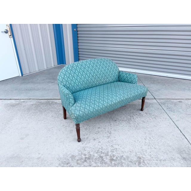 1960s 1960s Mid Century Mahogany Small Loveseat For Sale - Image 5 of 12