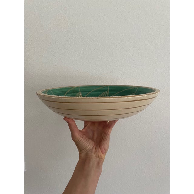 Mid-Century Danish Haunsø Keramik Emerald Green Pottery Bowl, Scandinavian Pottery, Made in Denmark For Sale - Image 4 of 15
