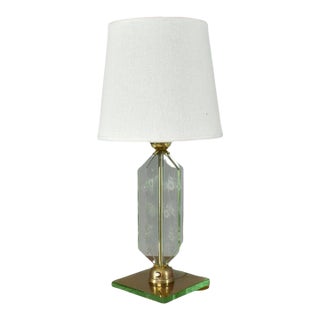Italian Vintage Floral Glass Table Lamp Fontana Arte Style, 1950s For Sale