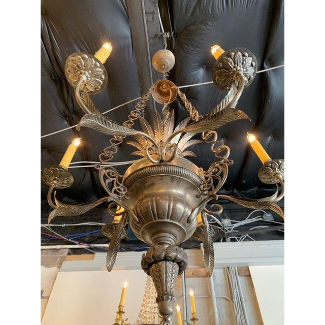 19th Century Italian Silvered Brass 6-Light Chandelier For Sale In Dallas - Image 6 of 7