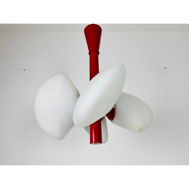 Red Mid-Century Modern Red Kaiser 4-Arm Space Age Chandelier, 1960s, Germany For Sale - Image 8 of 13