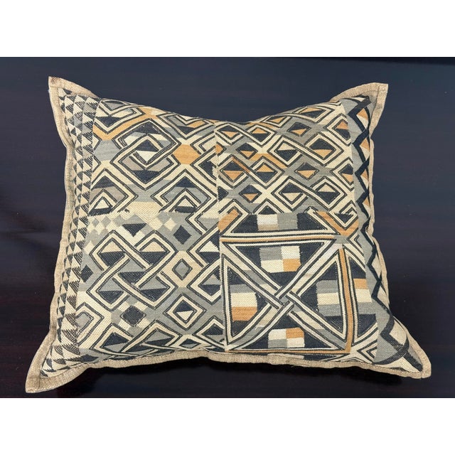 Gemstone Kuba Cloth Geometric Decorative Pillow. For Sale - Image 7 of 12
