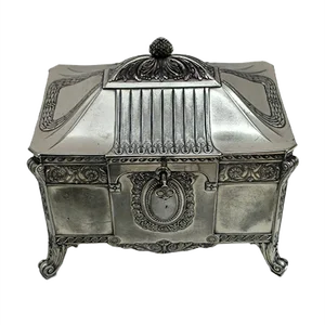 Antique German Art Nouveau Silver-Plated Jewelry Box from WMF