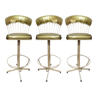 Vintage Hollywood Regency Swivel Bar Stools - Set of 3 For Sale