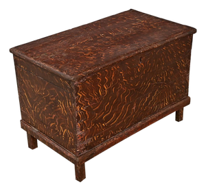 Swedish 19th Century Faux Bois Petite Painted Trunk