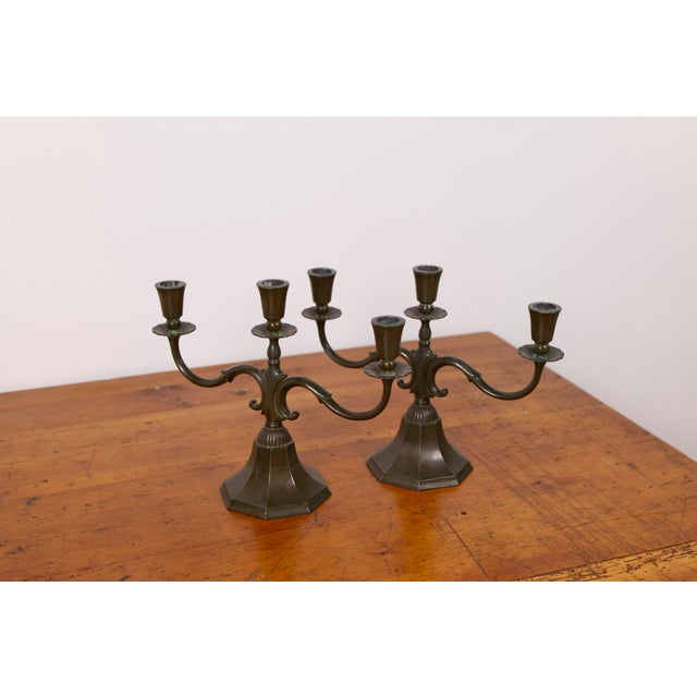 Large Model 155 Candelabras in Disko Metal by Just Andersen, 1930s, Set of 2 For Sale - Image 6 of 18